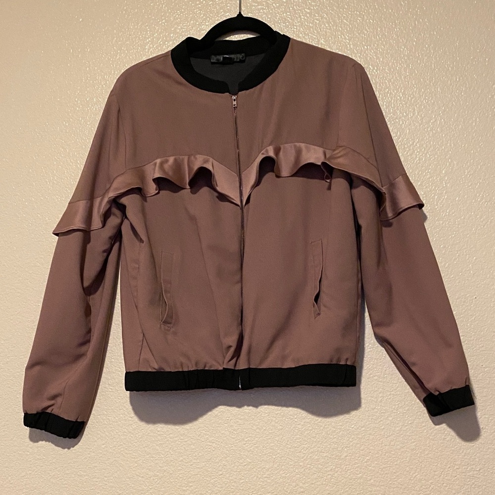 Women's Ruffled Mauve Jacket Size L - Picture 5 of 7